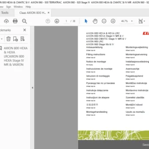 CLAAS AXION 800 HEXA & HEXA LRC AXION 800 HEXA Stage IV MR & V AXION 800 CMATIC Stage IV MR & V AXION 900 LRC AXION 900 Stage IIIb & IV Wheel hub kit Fitting instructions Manual_DE_EN_FR_ES_IT_RU