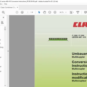 CLAAS C 1200 / F 1200 LEXION 480 - 410 Multicoupler Conversion Instructions Manual_FR_EN_DE - PDF DOWNLOAD