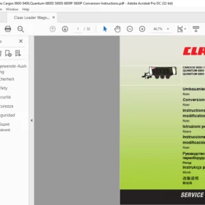 CLAAS CARGOS 9600 / 9500 / 9400 QUANTUM 6800 S / 5800 S QUANTUM 6800 P / 5800 P Rotor Conversion Instructions Manual_DE_EN_FR_IT_RU_PL_ZH