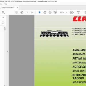CLAAS CONSPEED 6-80 FC / F CONSPEED 6-75 FC / F CONSPEED 6-70 FC CLAAS LEXION Montana MONTANA MOUNTING KIT  FITTING INSTRUCTIONS MANUAL