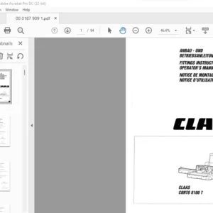 CLAAS CORTO 8100 T FITTINGS INSTRUCTIONS AND OPERATORS MANUAL_DE_EN_FR - PDF DOWNLOAD