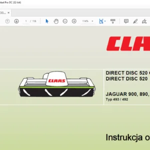 CLAAS DIRECT DISC 520 Contour DIRECT DISC 520 JAGUAR 900 890 870 850 830 Typ 493 / 492 Instrukcja obsługi manual - PDF DOWNLOAD (Polish)