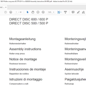 CLAAS DIRECT DISC 600 / 600 P DIRECT DISC 500 / 500 P Assembly instructions Manual_DE_EN_FR_ES_IT_RU - PDF DOWNLOAD
