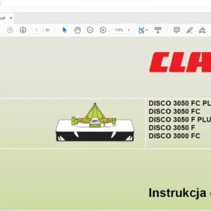 CLAAS DISCO 3050 FC PLUS DISCO 3050 FC DISCO 3050 F PLUS DISCO 3050 F DISCO 3000 FC Instrukcja obsługi - PDF DOWNLOAD(Polish)