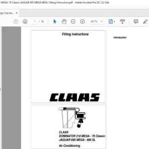 CLAAS DOMINATOR 218 MEGA- 78 Classic JAGUAR 695 MEGA - 685 SL Air Conditioning Fitting instructions Manual - PDF DOWNLOAD