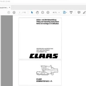 CLAAS DOMINATOR 68 5 -R - RICE AND EQUIPMENT Fitting and Operating Instructions Manual_DE_EN_FR