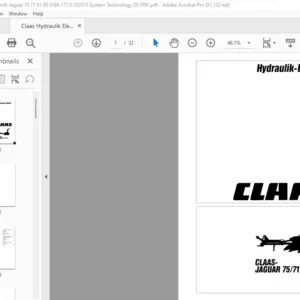 CLAAS JAGUAR 75/71/61 Hydraulik-Elektrik Manual - PDF DOWNLOAD(German)