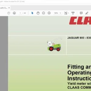 CLAAS JAGUAR 900 - 830 Yield meter with CLAAS COMMUNICATOR Fitting and Operating Instructions Manual - PDF DOWNLOAD