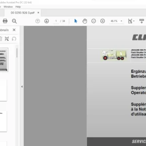 CLAAS JAGUAR 900 Profistar Field Shuttle CHL / CSL / T JAGUAR 890 Profistar  Field Shuttle CHL / CSL / T Supplement to Operator's Manual_DE_FR_EN