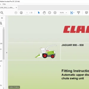 CLAAS JAGUAR 900 – 830 Automatic upper discharge chute swing unit Fitting Instructions Manual - PDF DOWNLOAD