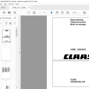 CLAAS JAGUAR 900–830 CORN - CRACKER Fitting Instructions Manual_EN_DE_FR - PDF DOWNLOAD