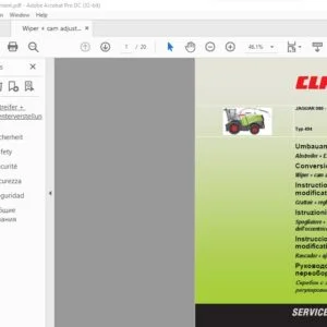 CLAAS JAGUAR 980 - 930 Typ 494 Wiper + cam adjustment Conversion instructions Manual_DE_EN_FR_ES - PDF DOWNLOAD