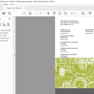 CLAAS John Deere 6x30 Premium John Deere 7x30 (Germany) John Deere 6xxx R Supplement to fitting instructions Manual - PDF DOWNLOAD