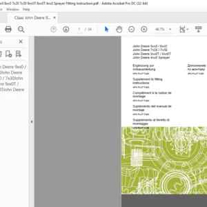 CLAAS John Deere 9xx0 / 8xx0 John Deere 7x20 / 7x30 John Deere 9xx0T / 8xx0T John Deere 4xx0 Sprayer  Supplement to fitting instructions Manual - PDF DOWNLOAD