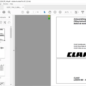 CLAAS LEXION 460 - 405 CLAAS Straw Walker Risers Fitting Instructions Manual_DE_EN_FR - PDF DOWNLOAD