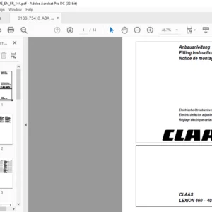 CLAAS LEXION 460 - 405 Electric deflector adjustment system Fitting Instructions Manual_EN_DE_FR - PDF DOWNLOAD