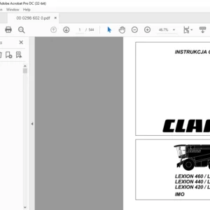 CLAAS LEXION 460 / LEXION 450 LEXION 440  /LEXION 430 LEXION 420 / LEXION 410 IMO INSTRUKCJA OBSLUGI MANUAL - PDF DOWNLOAD(Polish)
