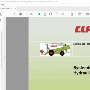 CLAAS LEXION 480 - 405 Hydraulik Systemtechnik - PDF DOWNLOAD (GERMAN)