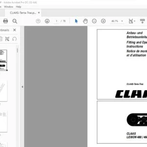 CLAAS LEXION 480  460 MTS CLAAS-Terra-Trac Fitting and Operating Instructions Manual _EN_DE_FR