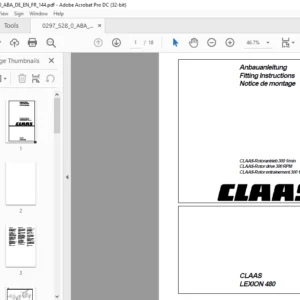 CLAAS LEXION 480 CLAAS-Rotor drive 300 RPM Fitting Instructions Manual_DE_EN_FR - PDF DOWNLOAD