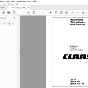 CLAAS LEXION 480 LEXION 460 - 405 Fan shields Fitting Instructions Manual_DE_EN_FR - PDF DOWNLOAD