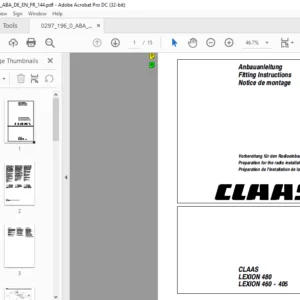 CLAAS LEXION 480 LEXION 460 - 405 Preparation for the radio installation Fitting Instructions Manual_DE_EN_FR  - PDF DOWNLOAD