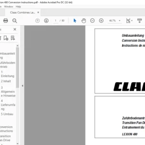 CLAAS LEXION 480 Transition Pan Drive Conversion Instructions Manual_DE_GB_FR - PDF DOWNLOAD
