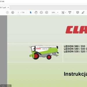 CLAAS  LEXION 560 / 550 LEXION 540 / 540 C LEXION 530 / 520 / 510 Instrukcja obsługi - PDF DOWNLOAD (Polish)