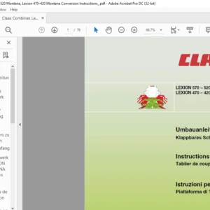 CLAAS LEXION 570 – 520 MONTANA LEXION 470 – 420 MONTANA Tablier de coupe repliable Instructions de modification Manual_DE_FR_IT