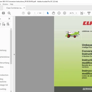 CLAAS LEXION 580 - 510 3-Section Conveyor Slat Conversion instructions and operator's manual_DE_EN_FR_ES - PDF DOWNLOAD