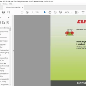 CLAAS LEXION 580 - 510 składany przyrząd żniwny 5.40 M  4.50 M Instrukcja montażu i obsługi - PDF DOWNLOAD (POLISH)