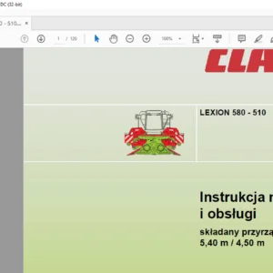 CLAAS LEXION 580 - 510 składany przyrząd żniwny 5.40 M / 4.50 M Instrukcja montażu i obsługi  - PDF DOWNLOAD (Polish)
