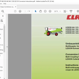 CLAAS  LEXION 580 / 570 LEXION 560 / 550 LEXION 540 / 540 C LEXION 530 / 520 / 510 Multi Coupling for LEXION Cutterbars Conversion Instruction Manual_DE_EN_FR