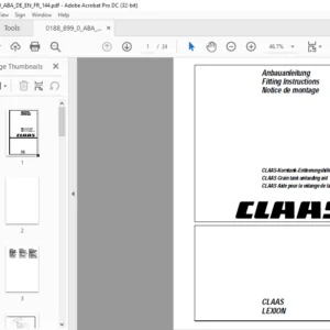 CLAAS LEXION CLAAS Grain tank unloading aid Fitting Instructions Manual_DE_EN_FR - PDF DOWNLOAD