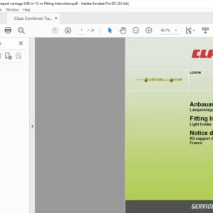CLAAS LEXION Light holder kit France Fitting Instructions Manual_DE_EN_FR - PDF DOWNLOAD