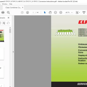 CLAAS LEXION / MEDION CONSPEED 8-75 FC / F CONSPEED 8-70 FC / F CONSPEED 6-80 FC / F CONSPEED 6-75 FC / F / C CONSPEED 6-70 FC / C Snapping rollers Conversion Instructions manual _DE_EN_FR