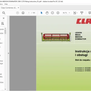 CLAAS LEXION MEGA MEDION DOMINATOR Stół do rzepaku C900 - C370 Instrukcja montażu i obsługi Manual - PDF DOWNLOAD (Polish)