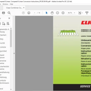 CLAAS LEXION / TUCANO CONSPEED 8 LINEARCONSPEED 6 LINEAR Stripper plates Conversion instructions Manual_DE_EN_FR_IT_ES_RU