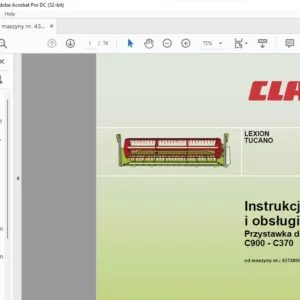 CLAAS LEXION TUCANO Przystawka do rzepaku C900 - C370 Instrukcja montażu i obsługi Manual - PDF DOWNLOAD(Polish)