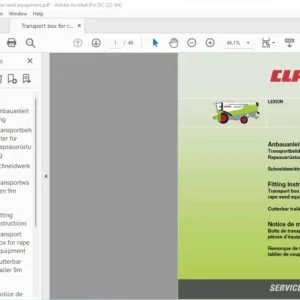 CLAAS LEXION Transport box for rape seed equipment Cutterbar trailer 9m Fitting Instructions Manual_DE_FR_EN - PDF DOWNLOAD