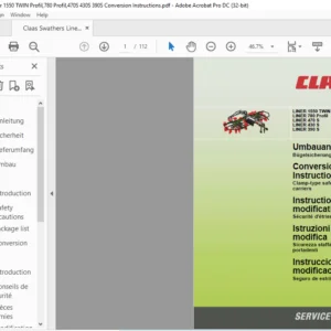 CLAAS LINER 1550 TWIN Profil LINER 780 Profil LINER 470 S LINER 430 S LINER 390 S Clamp-type safeguard for tine carriers Conversion Instructions Manual_DE_EN_FR_IT_ES
