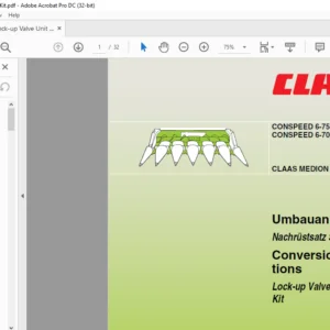 CLAAS MEDION CONSPEED 6-75 C CONSPEED 6-70 C Lock-up Valve Un - it Retrofitting Kit Conversion Instructions Manual_DE_EN - PDF DOWNLOAD