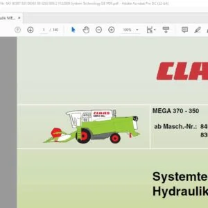 CLAAS MEGA 370 - 350 Hydraulik Systemtechnik - PDF DOWNLOAD (GERMAN)