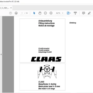 CLAAS Maize picker head 4- 8 rows CLAAS Autopilot Fitting instructions Manual_DE_EN_FR - PDF DOWNLOAD