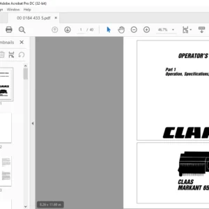 CLAAS Markant 65/55/52 Part1 Operation Specifications Lubrication  Operator's manual