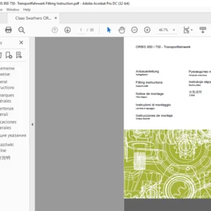 CLAAS ORBIS 900  - 750 Transportfahrwerk Support plate Fitting instructions Manual _DE_EN_FR_IT_FR- PDF DOWNLOAD