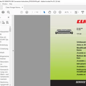 CLAAS PU 300 HD PU 300 TYP 428 Assembly on JAGUAR Type 493 Conversion Instructions Manual_DE_EN_FR_IT_ES -  PDF DOWNLOAD
