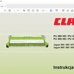 CLAAS PU 380 HD / PU 380 Typ 429 PU 300 HD / PU 300 Typ 428 Jaguar 900 / 890 / 870 / 850 / 830 Typ 493 / 492 Jaguar 880 / 860 / 840 / 820 Typ 491 Instrukcja obsługi manual