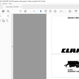 CLAAS QUADRANT 1200 ROTO CUT Operator's Manual - PDF DOWNLOAD