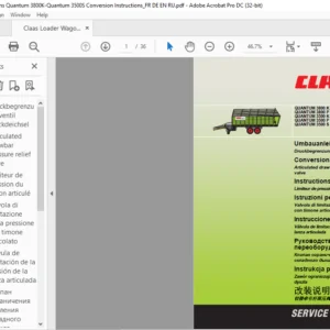 CLAAS QUANTUM 3800 K QUANTUM 3800 P QUANTUM 3500 K QUANTUM 3500 P QUANTUM 3500 S Articulated drawbar pressure relief valve Conversion instructions Manual_DE_EN_FR_IT_ES_RU_PL_ZH